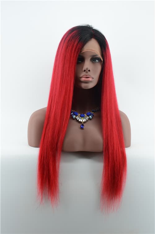 silky straight red wig